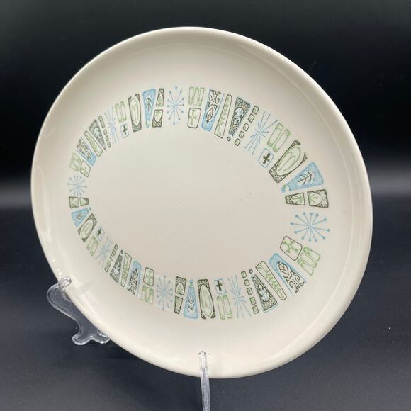 Vtg TST Colorcraft Jamaica Bay Atomic Starburst Oval Platter - Picture 4 of 8